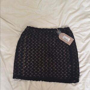 Meshki Black Crotchet/ Knit Mini Skirt